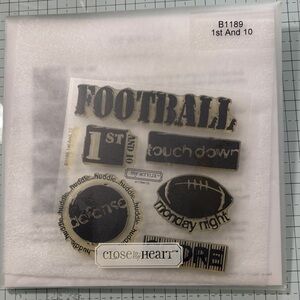 Retired CTMH Football Themed “1st and 10” Acrylic Stamp Set